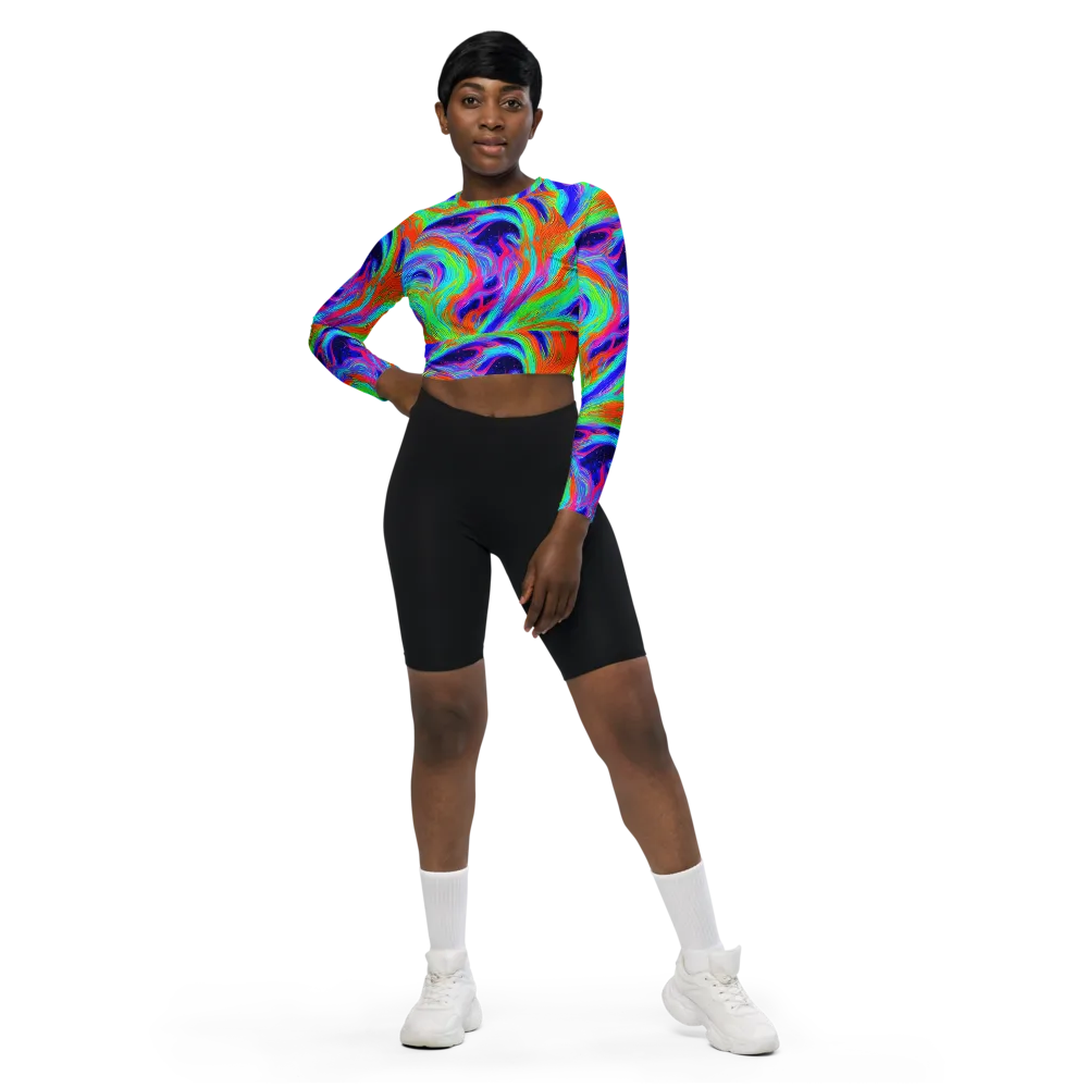 Rainbow Maelstrom on Long Sleeve Crop Top — Front