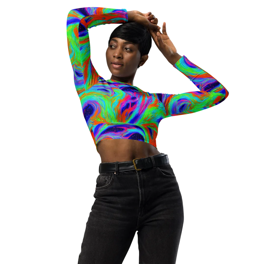 Rainbow Maelstrom on Long Sleeve Crop Top — Front