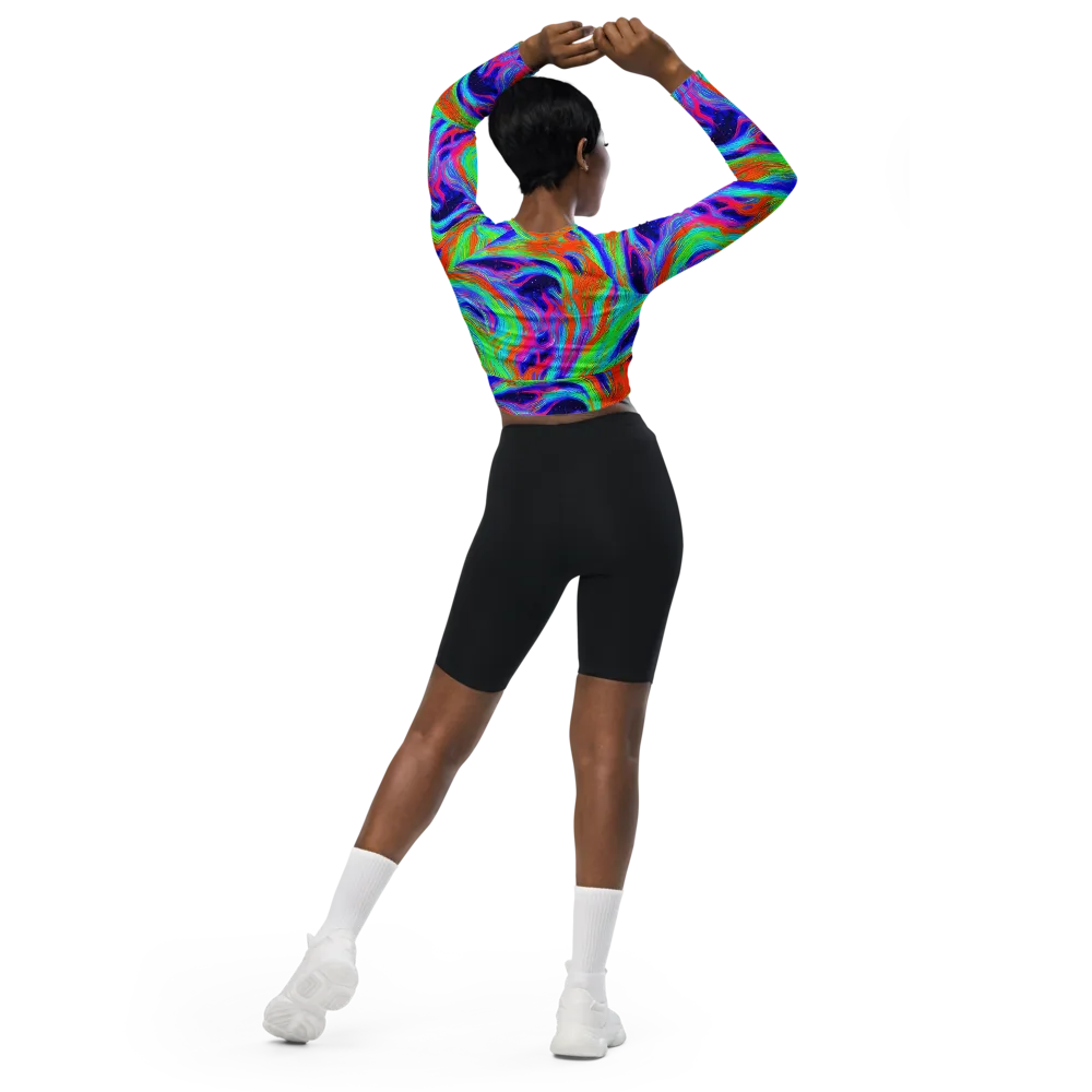 Rainbow Maelstrom on Long Sleeve Crop Top — Back