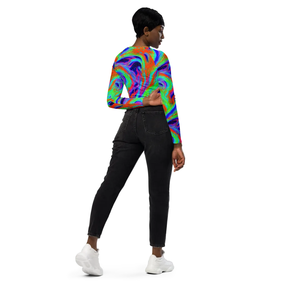 Rainbow Maelstrom on Long Sleeve Crop Top — Right Back