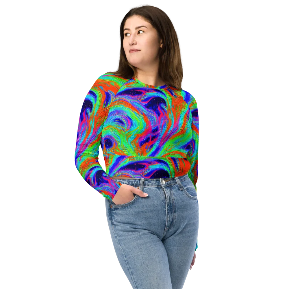 Rainbow Maelstrom on Long Sleeve Crop Top — Front