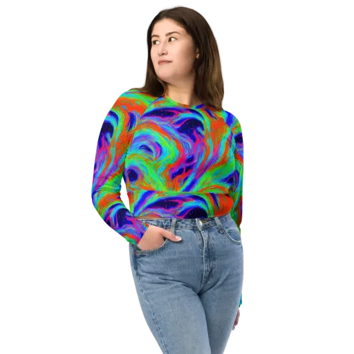 Rainbow Maelstrom on a Long Sleeve Crop Top