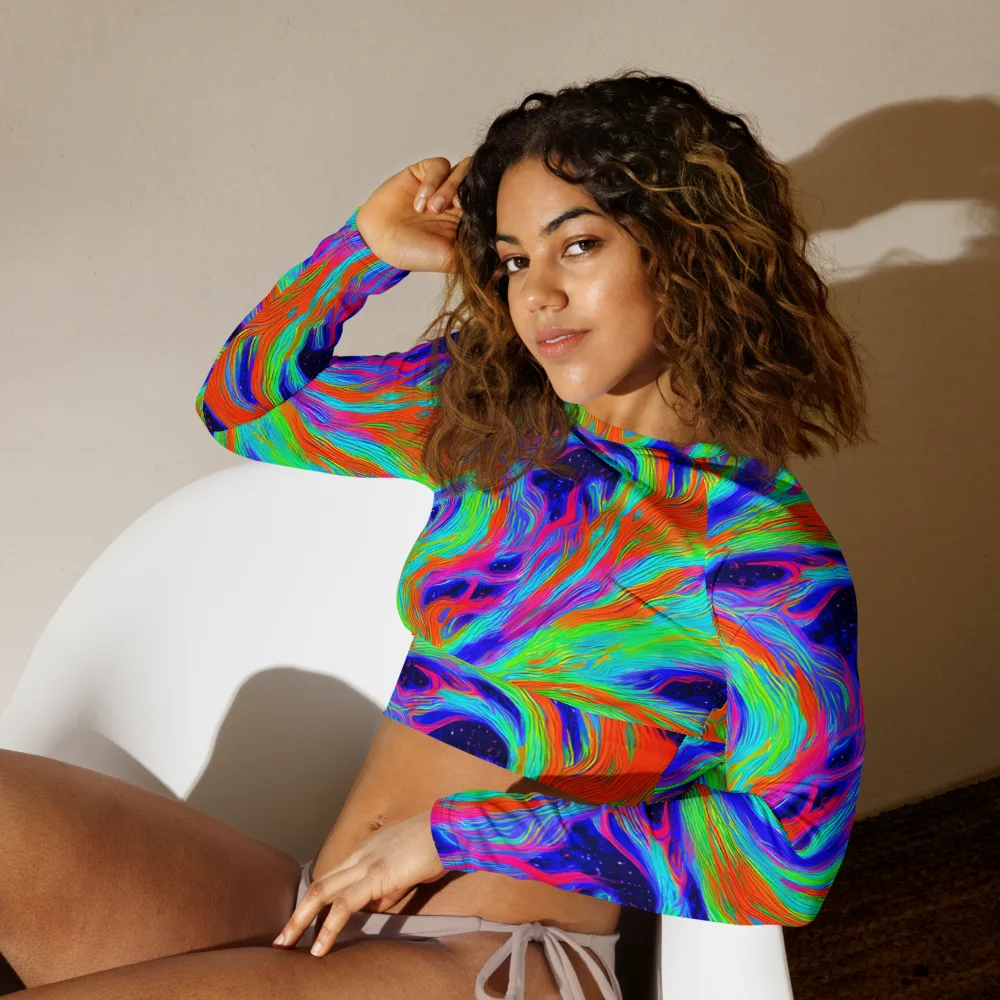 Rainbow Maelstrom on Long Sleeve Crop Top — Left Front