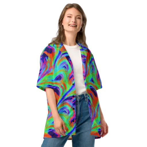 Rainbow Maelstrom on a Button Shirt