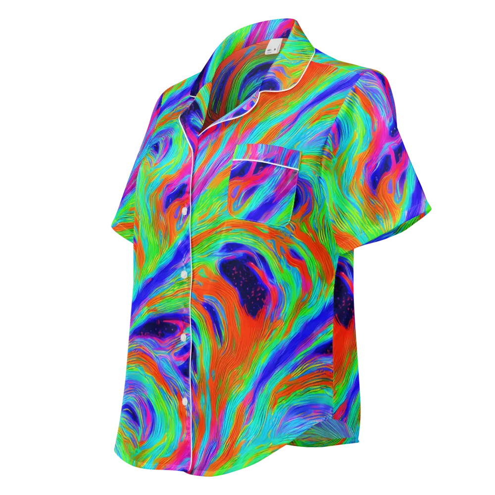 Rainbow Maelstrom on Women's Short Sleeve Pajama Top — Left Front