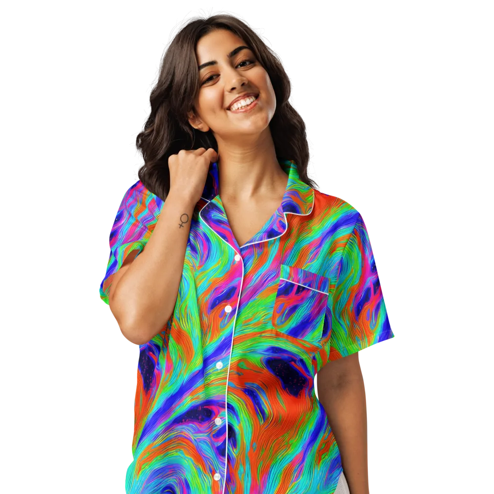 Rainbow Maelstrom on Women's Short Sleeve Pajama Top — Front