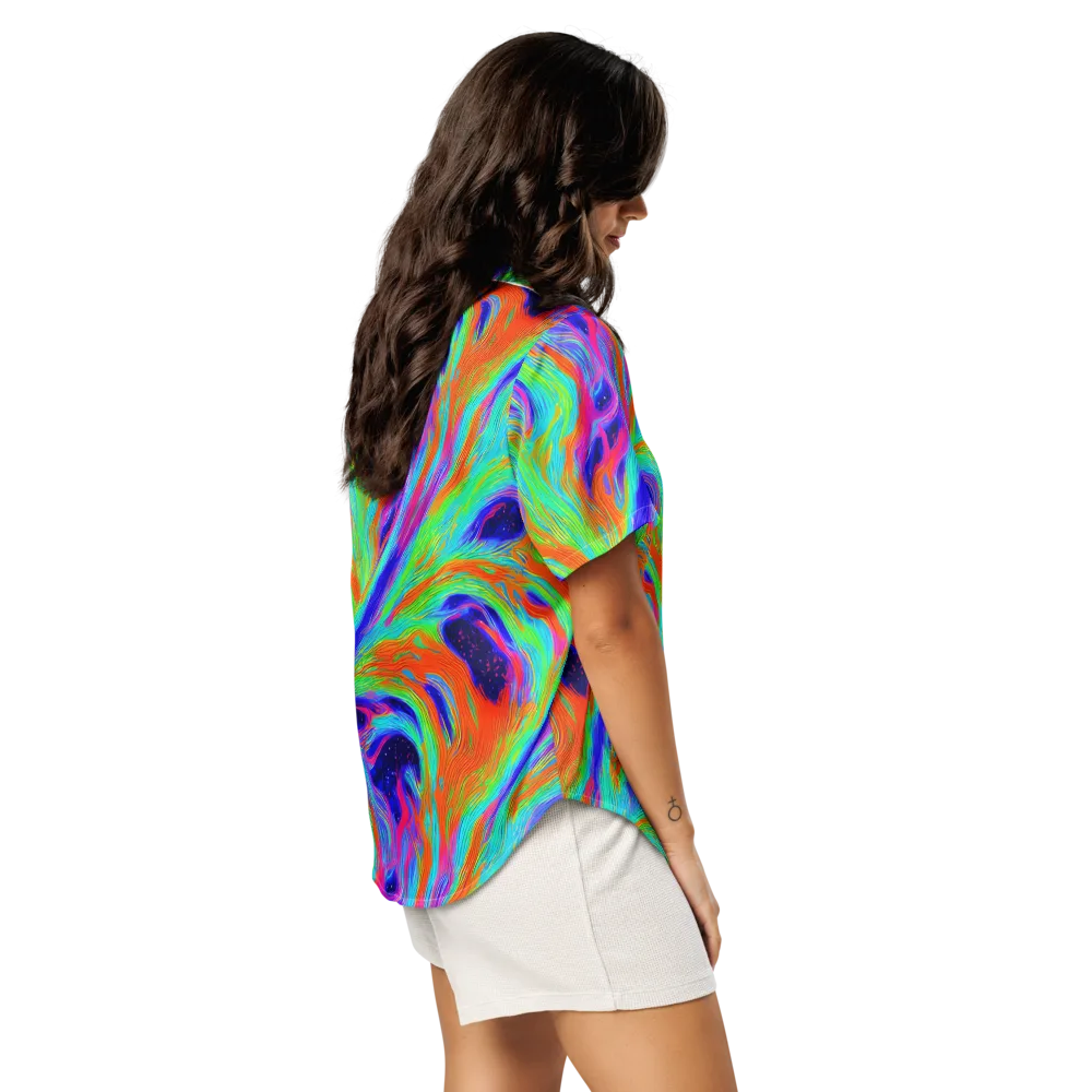 Rainbow Maelstrom on Women's Short Sleeve Pajama Top — Right Back