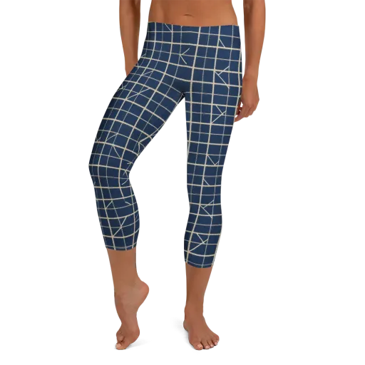 Indigo Lattice on a Capri Leggings