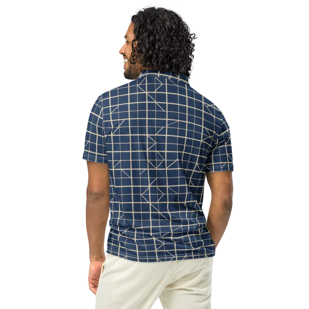 Indigo Lattice on Men's Slim Fit Polo Shirt — Back