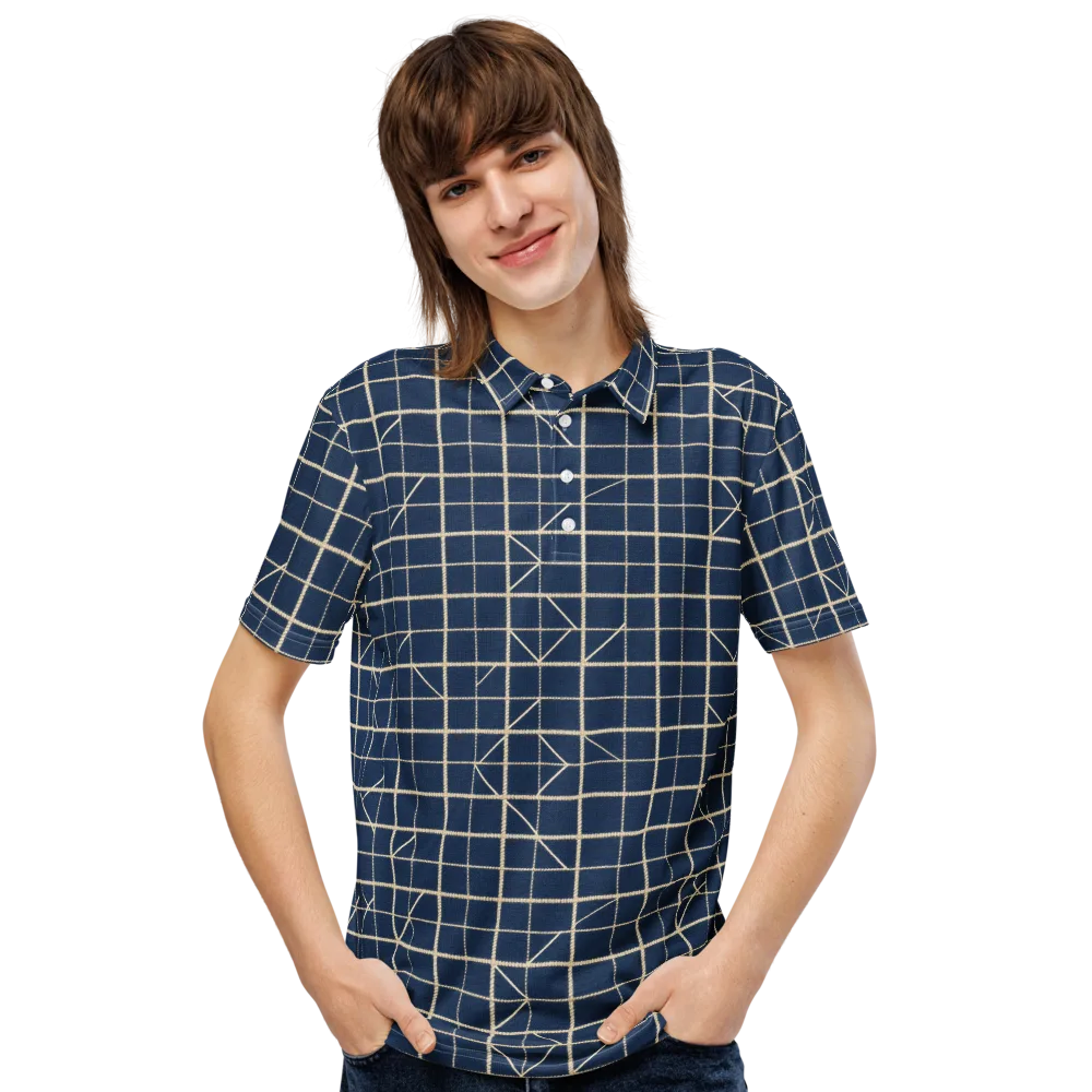 Indigo Lattice on Men's Slim Fit Polo Shirt — Front