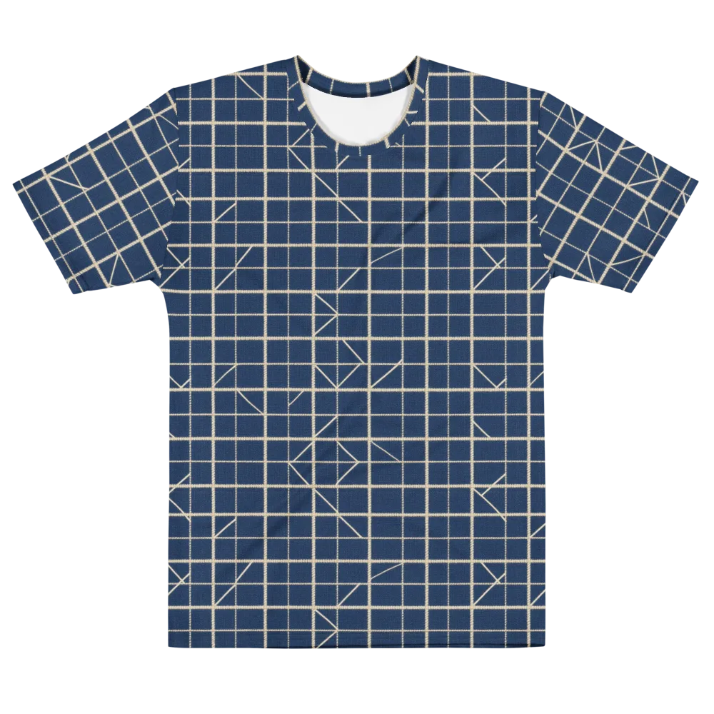 Indigo Lattice on Men's Cotton Crew Neck T-Shirt — Front