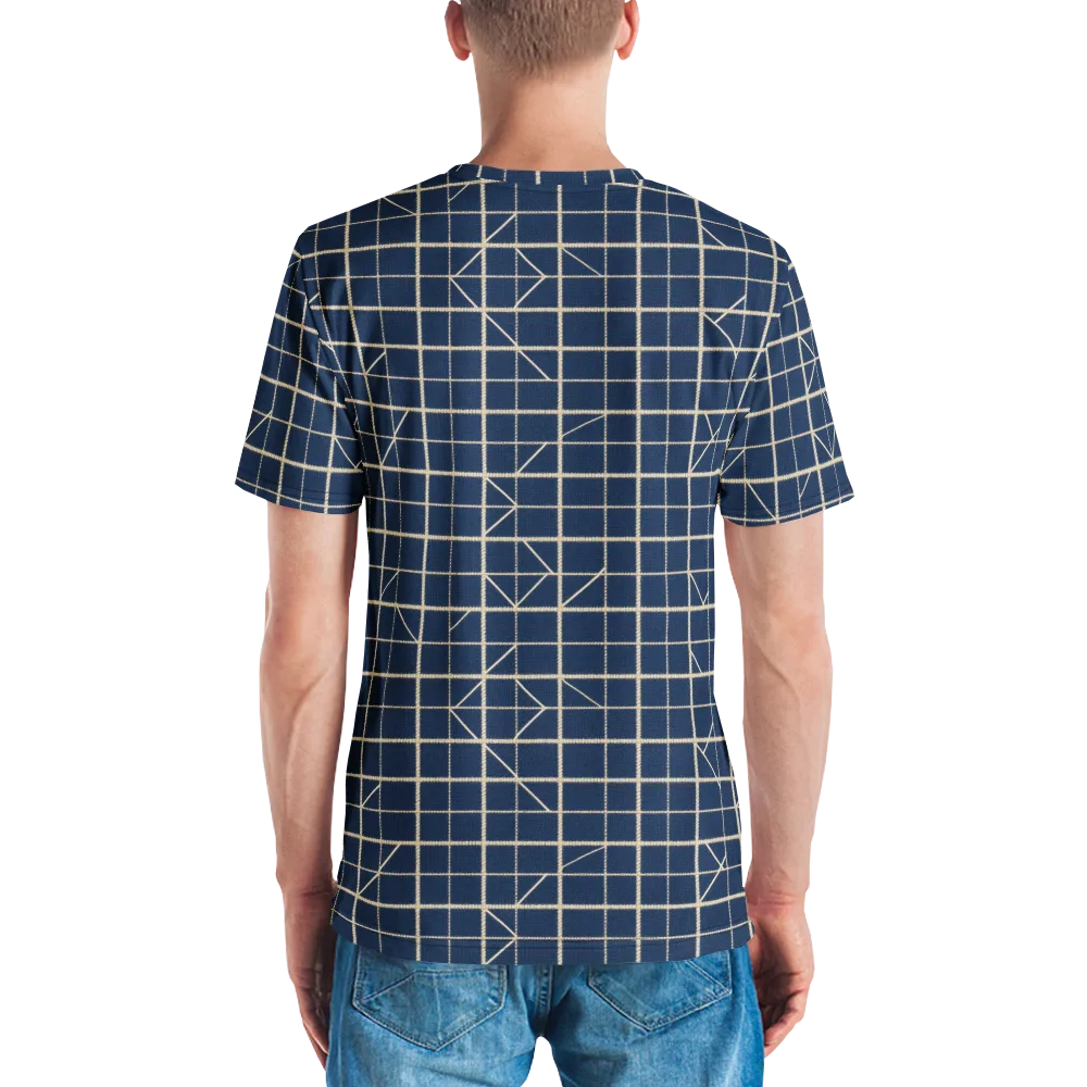 Indigo Lattice on Men's Crew Neck T-Shirt — Back