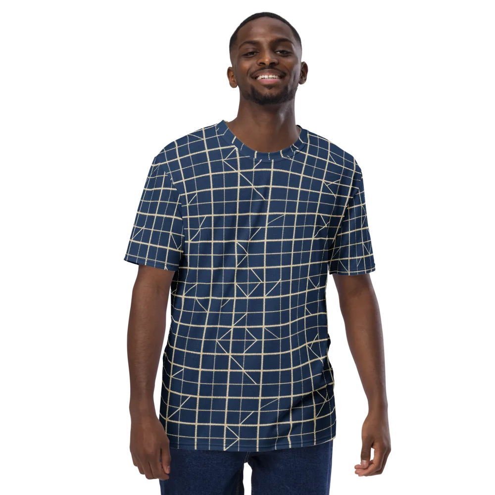 Indigo Lattice on Men's Crew Neck T-Shirt — Front