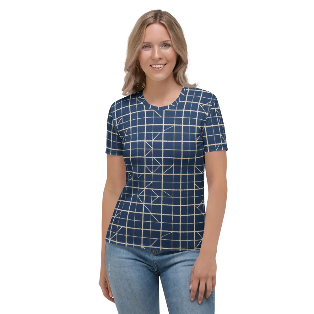 Indigo Lattice on Women's Crew Neck T-Shirt — Front