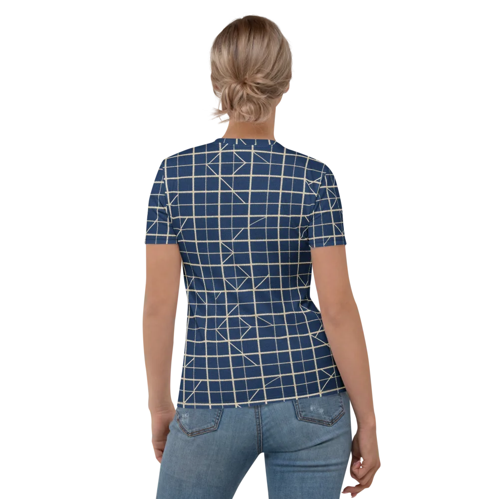 Indigo Lattice on Women's Crew Neck T-Shirt — Back