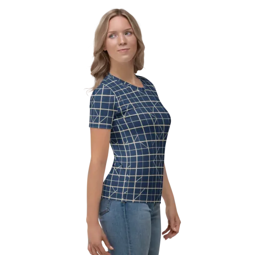 Indigo Lattice on a Women's Crew Neck T-Shirt