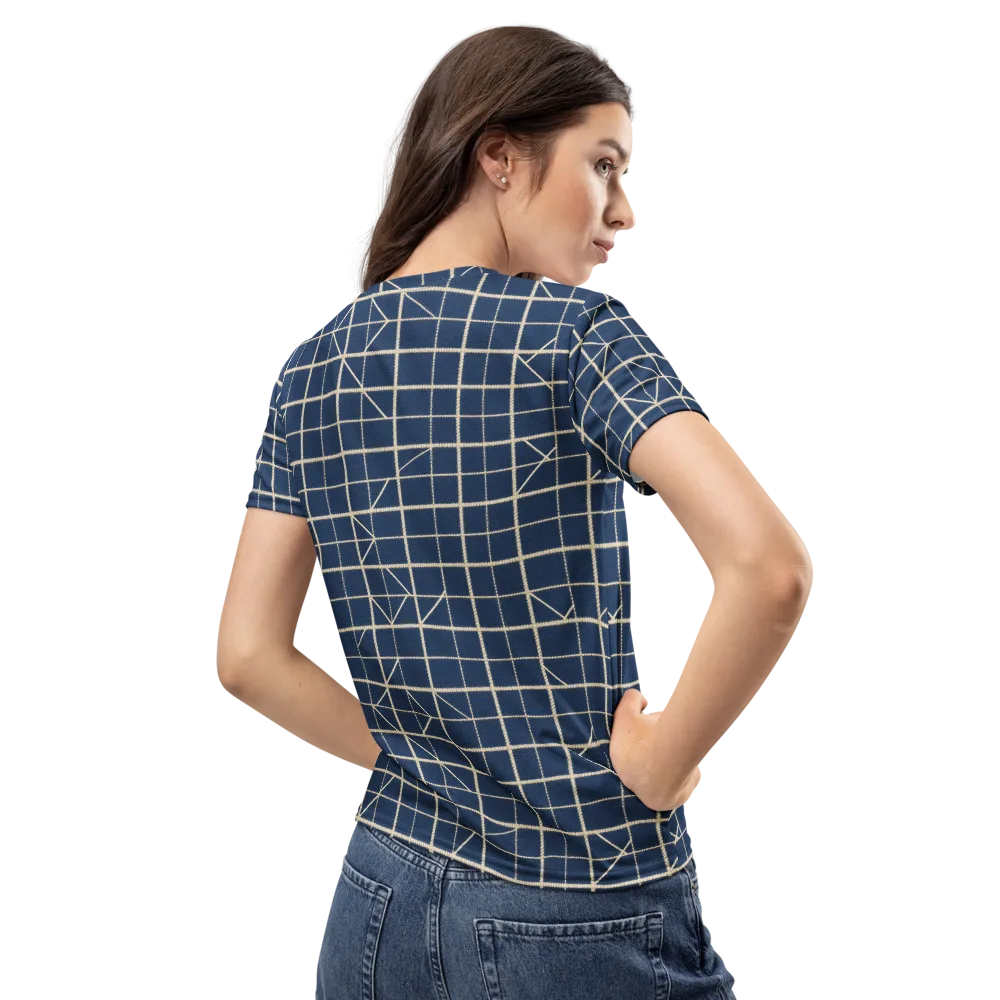 Indigo Lattice on Women's Crew Neck T-Shirt — Back