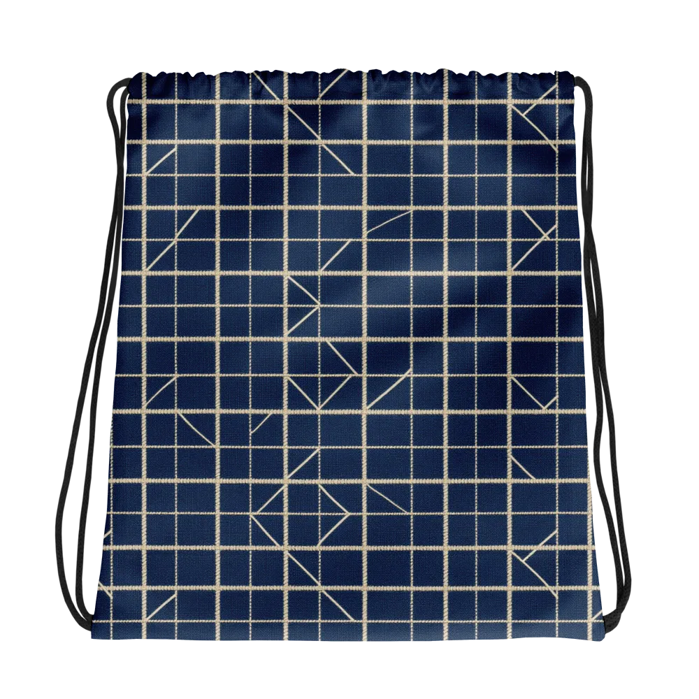 Indigo Lattice on Drawstring Bag — Photo