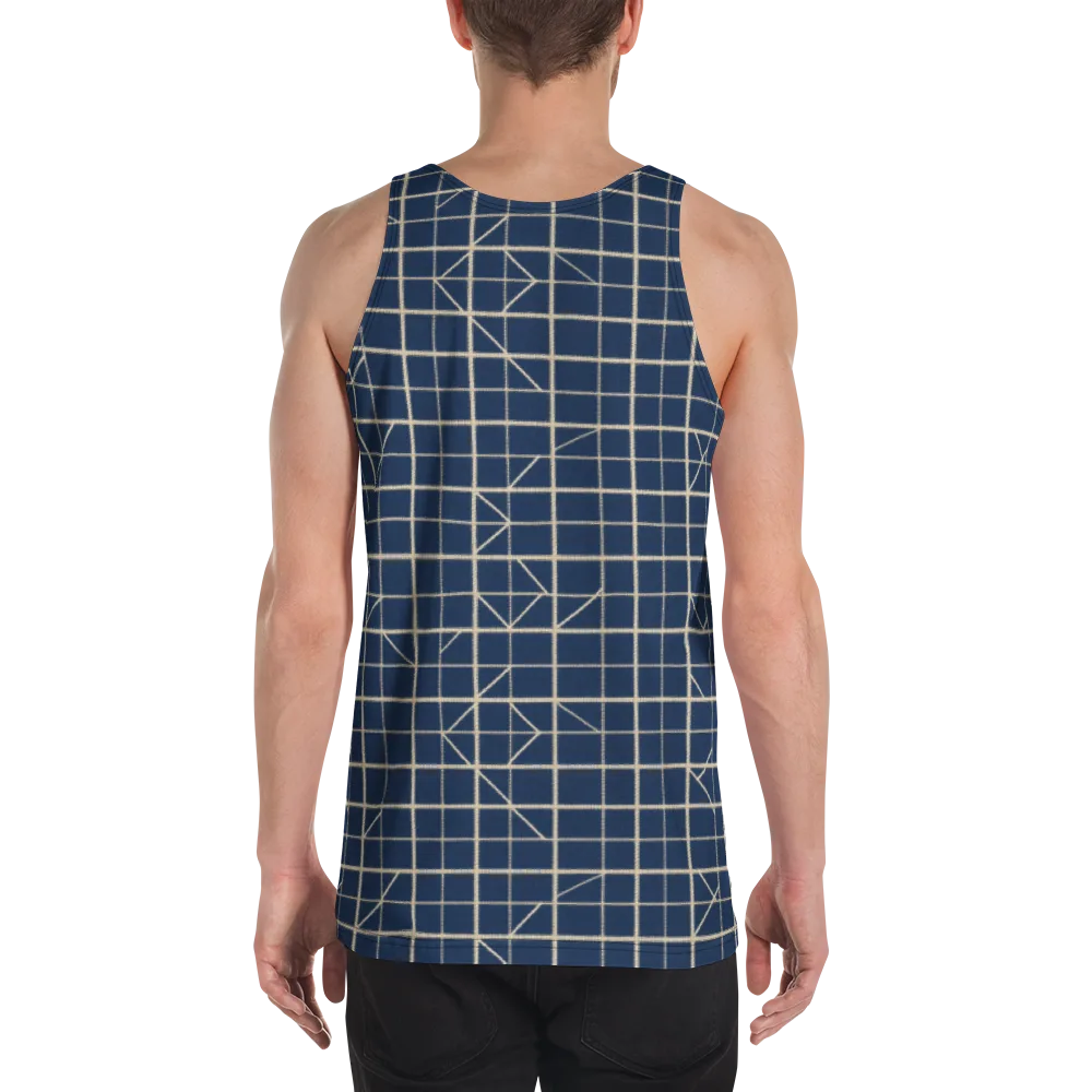 Indigo Lattice on Men's Tank Top — Back