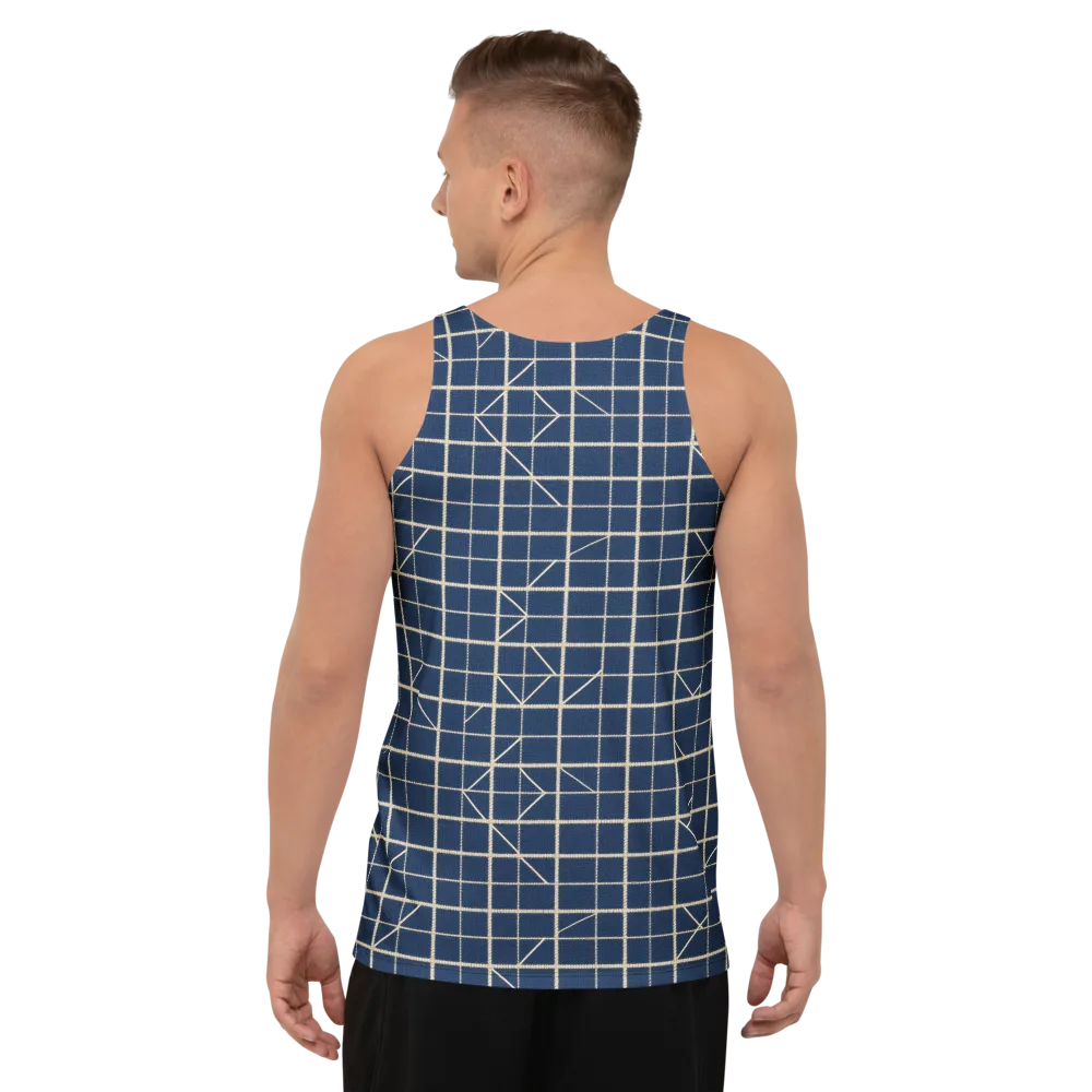 Indigo Lattice on Men's Tank Top — Back