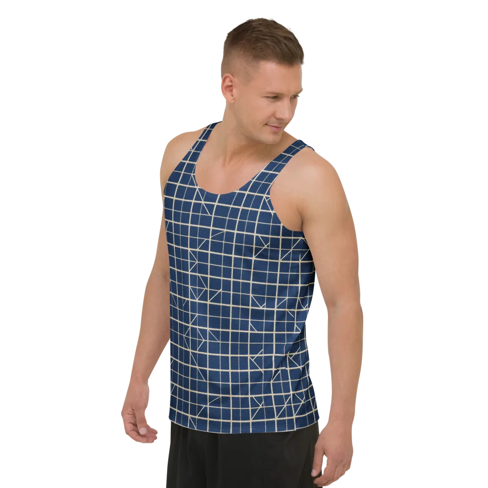 Indigo Lattice on Men's Tank Top — Left Front
