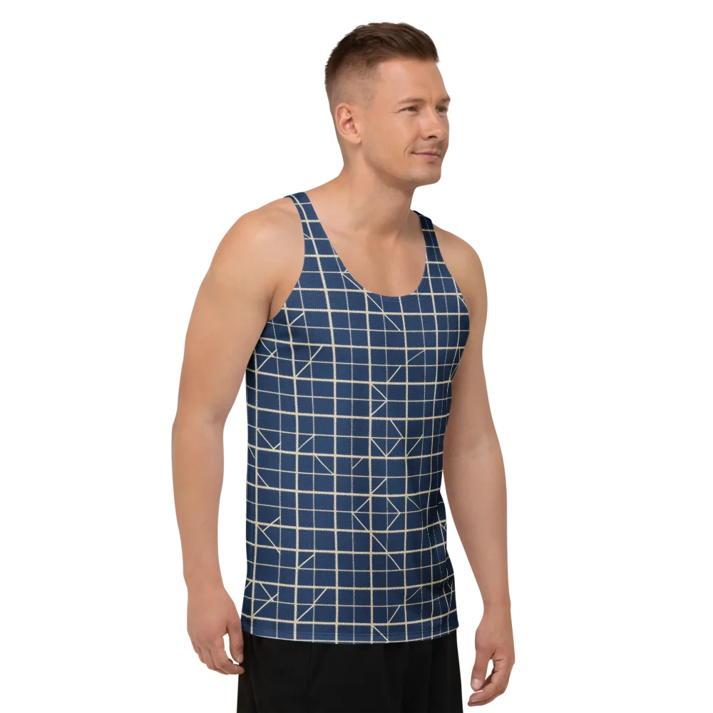 Indigo Lattice on Men's Tank Top — Right Front