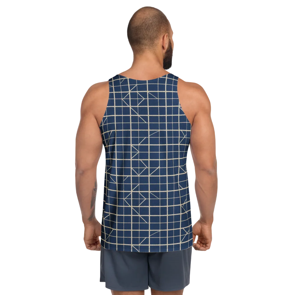 Indigo Lattice on Men's Tank Top — Back