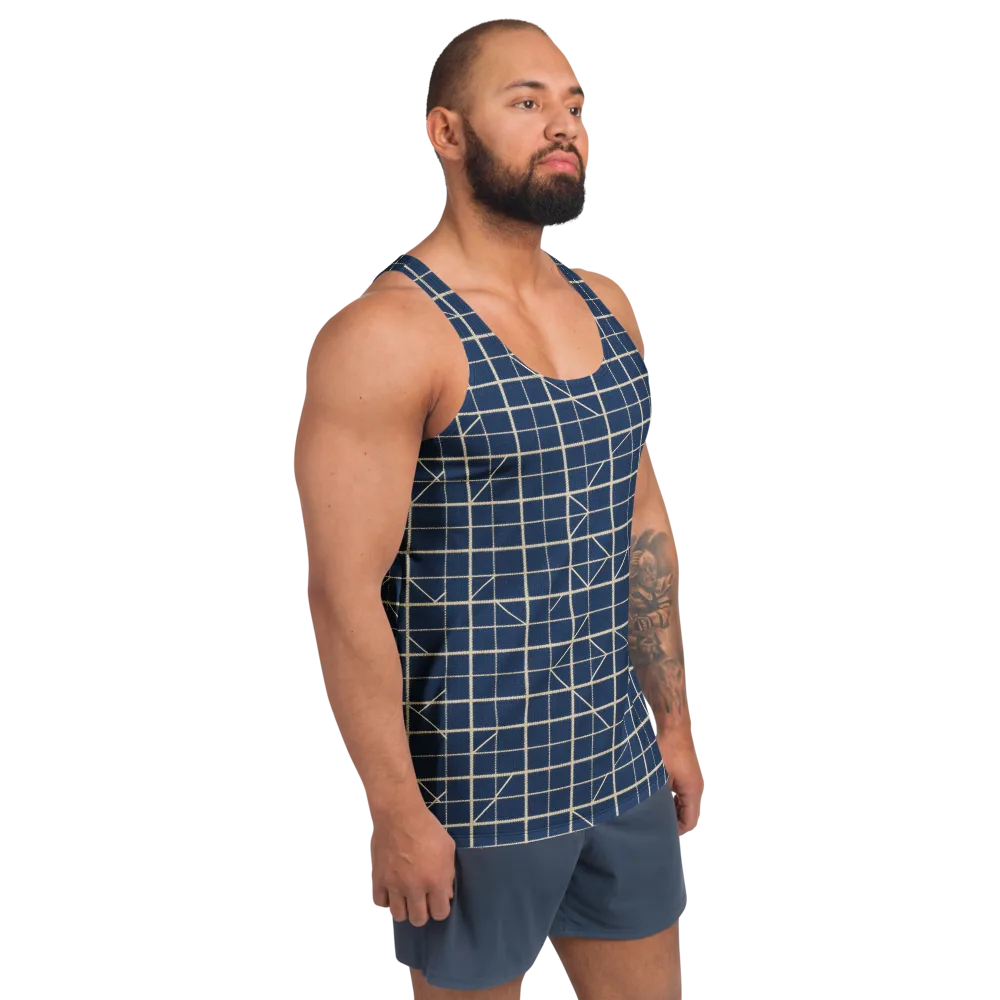 Indigo Lattice on Men's Tank Top — Right Front