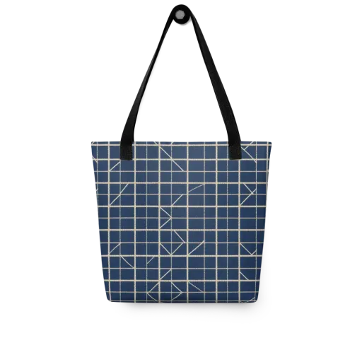 Indigo Lattice on a Tote Bag