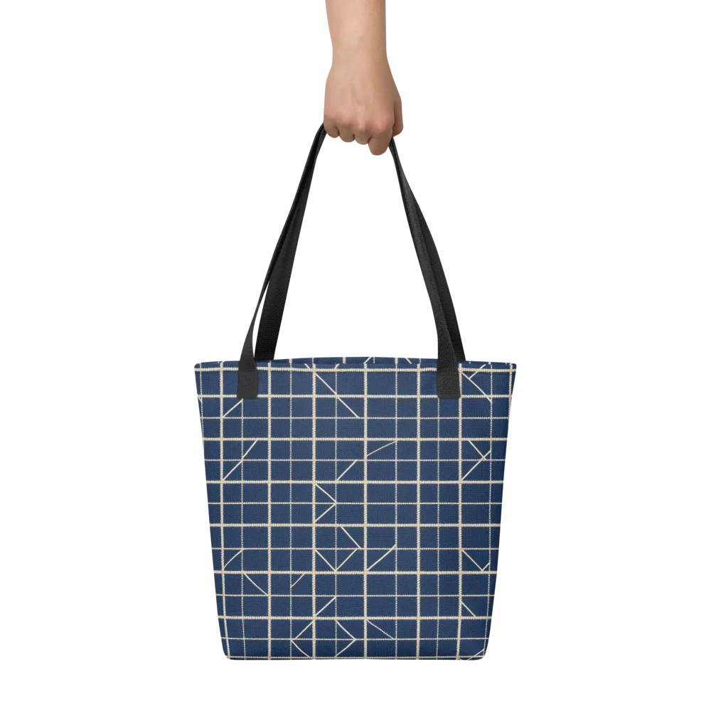 Indigo Lattice on Tote Bag — Front