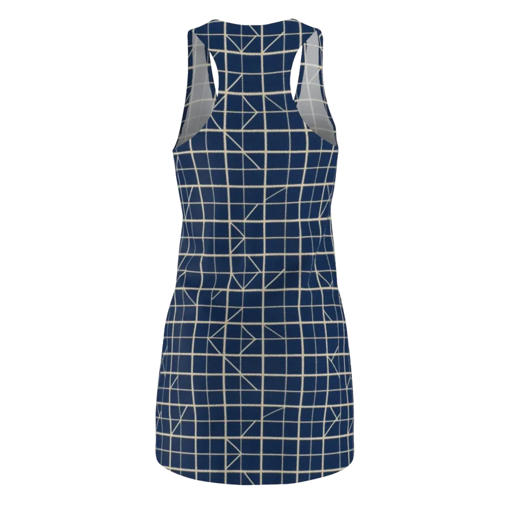 Indigo Lattice on Racerback Dress — Back