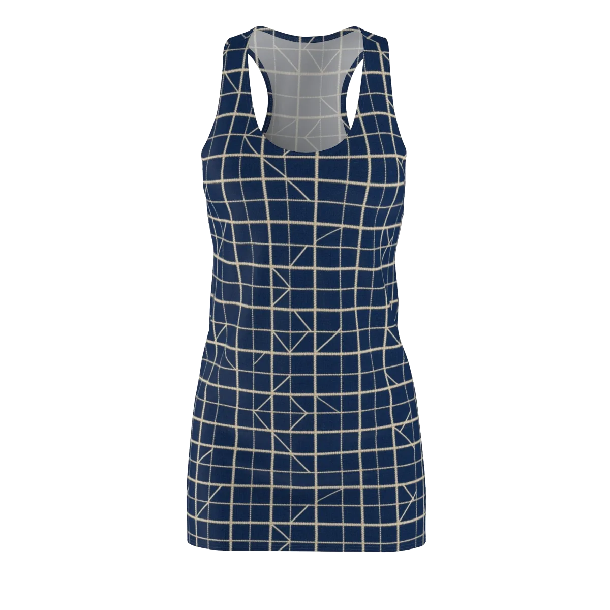 Indigo Lattice on Racerback Dress — Front