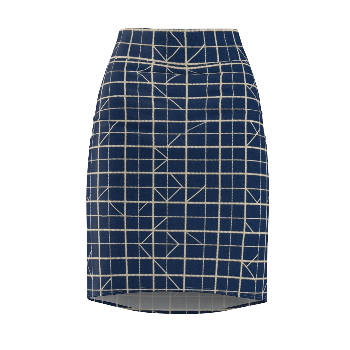 Indigo Lattice on Pencil Skirt — Front