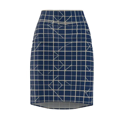 Indigo Lattice on a Pencil Skirt