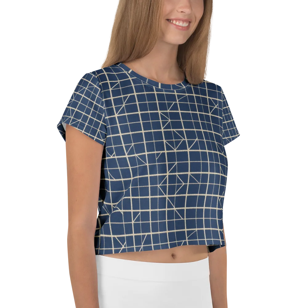 Indigo Lattice on Crop Tee — Right