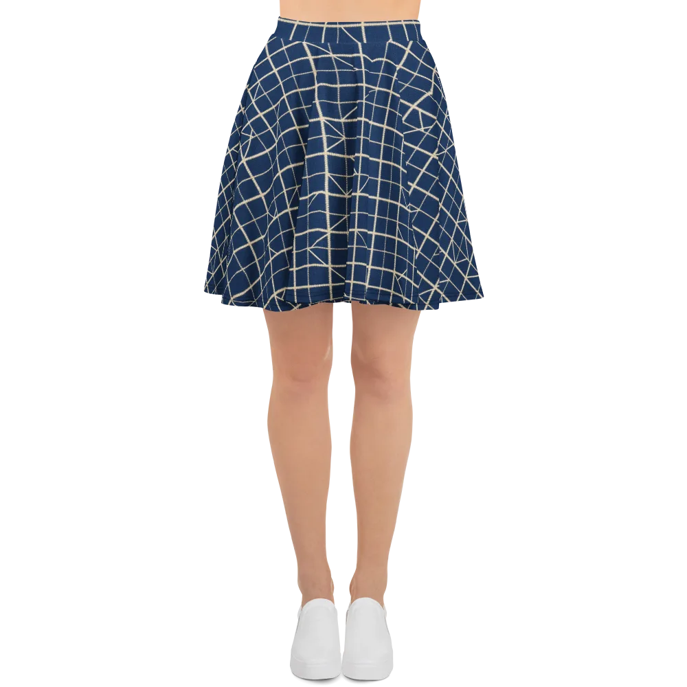 Indigo Lattice on Skater Skirt — Front