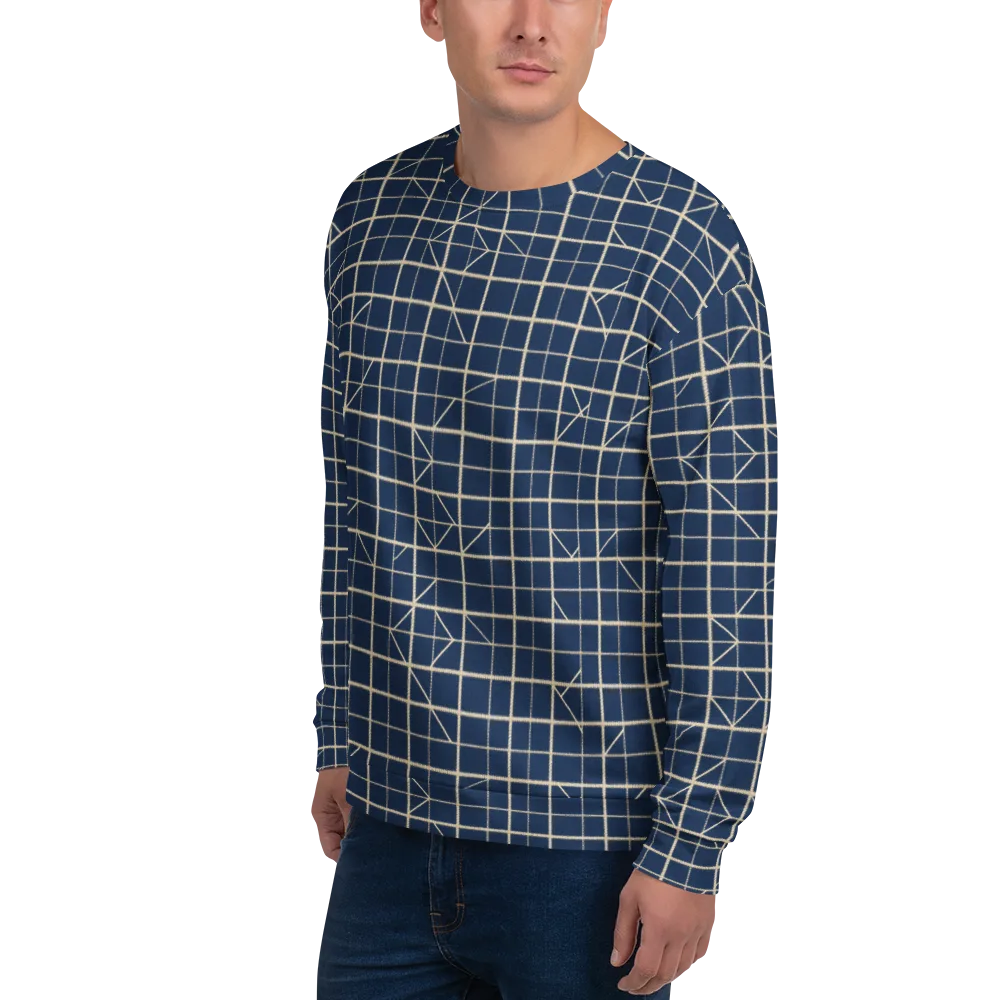 Indigo Lattice on Sweatshirt — Left Front