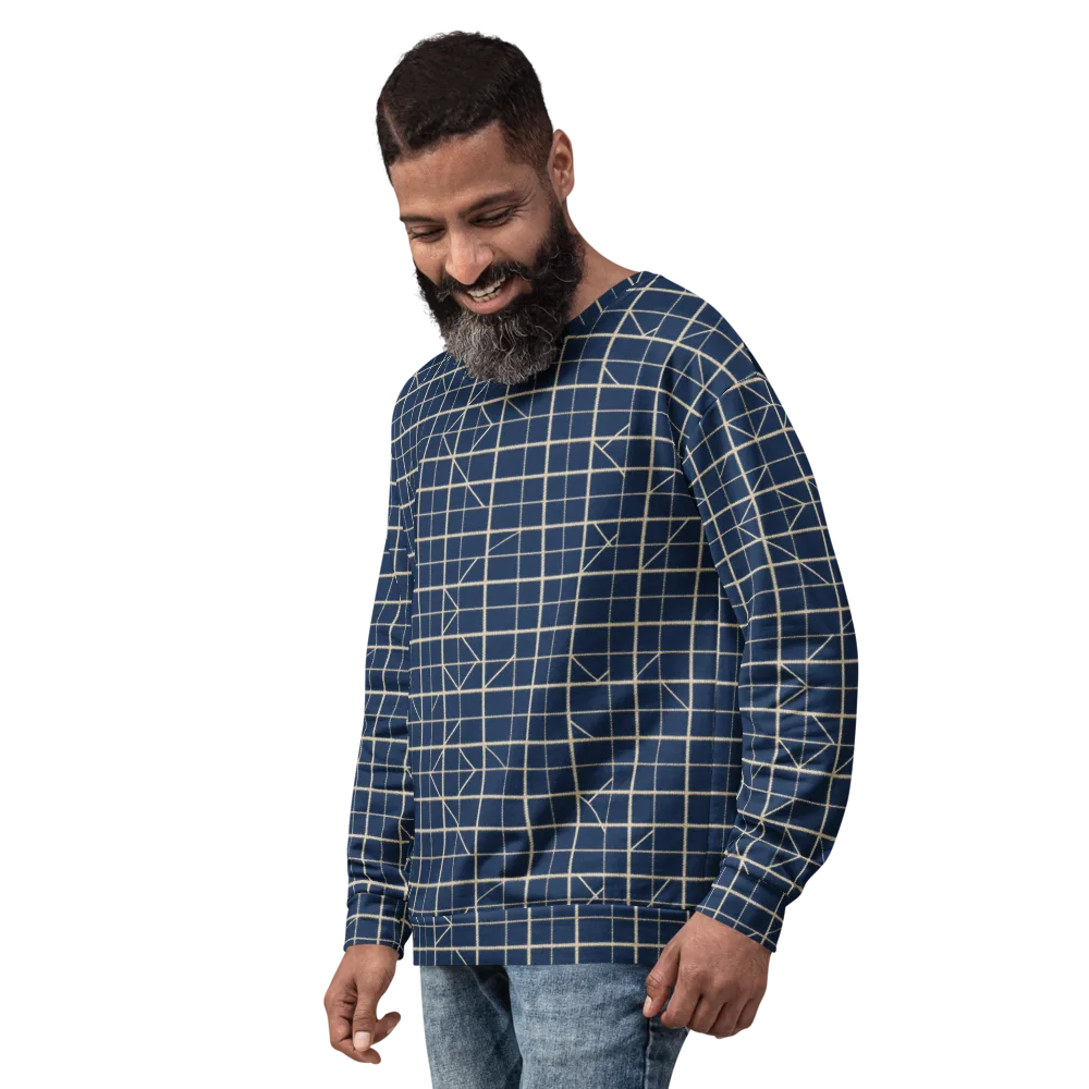 Indigo Lattice on Sweatshirt — Left Front