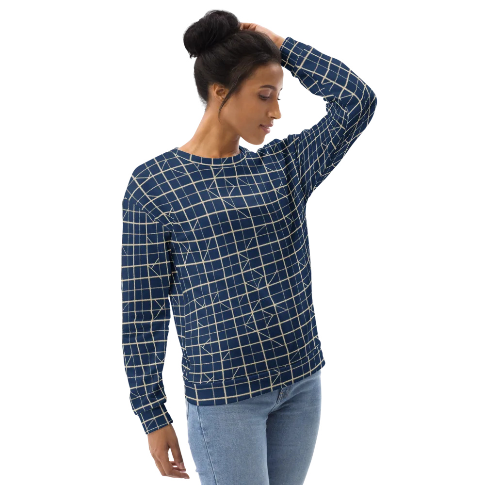 Indigo Lattice on Sweatshirt — Right Front