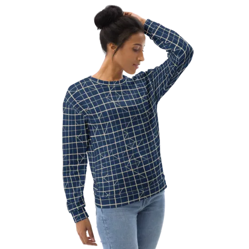 Indigo Lattice on a Sweatshirt