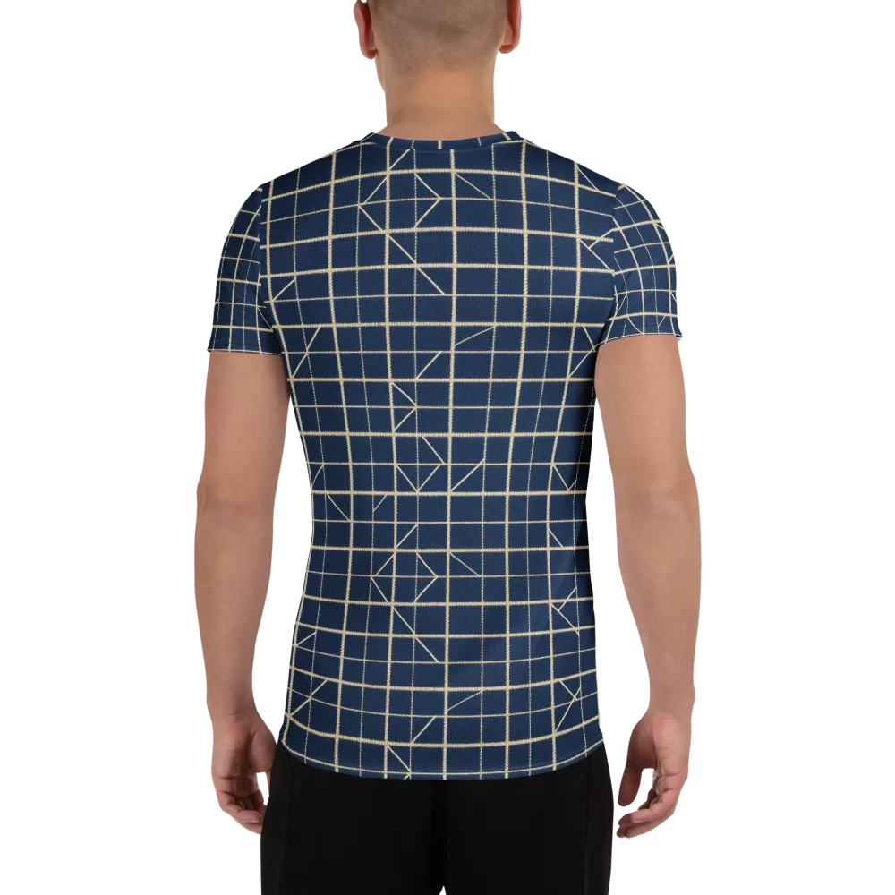 Indigo Lattice on Men's Athletic T-Shirt — Back