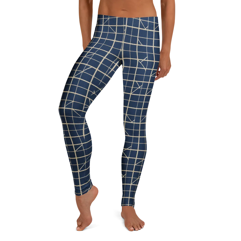 Indigo Lattice on Leggings — Front