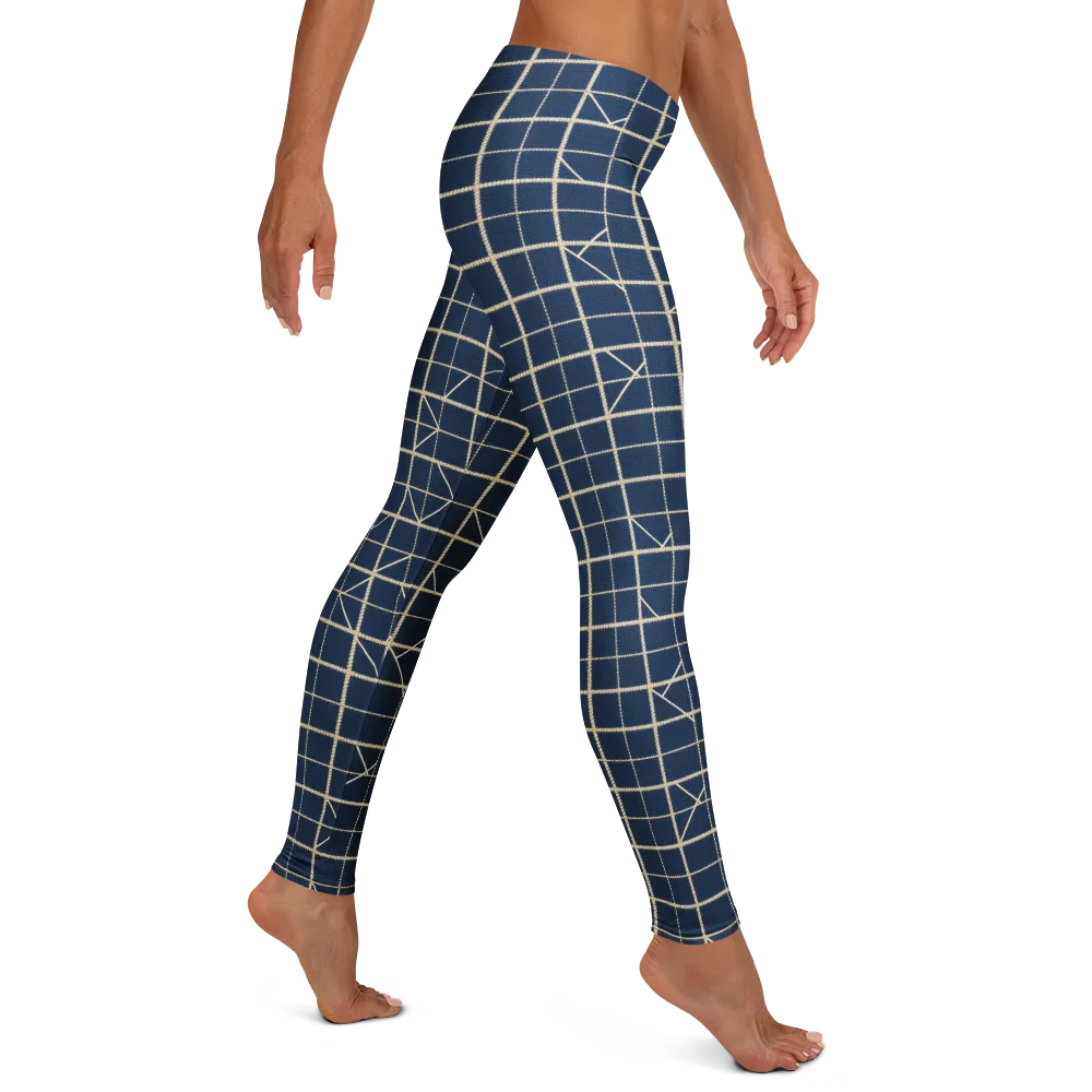 Indigo Lattice on Leggings — Right