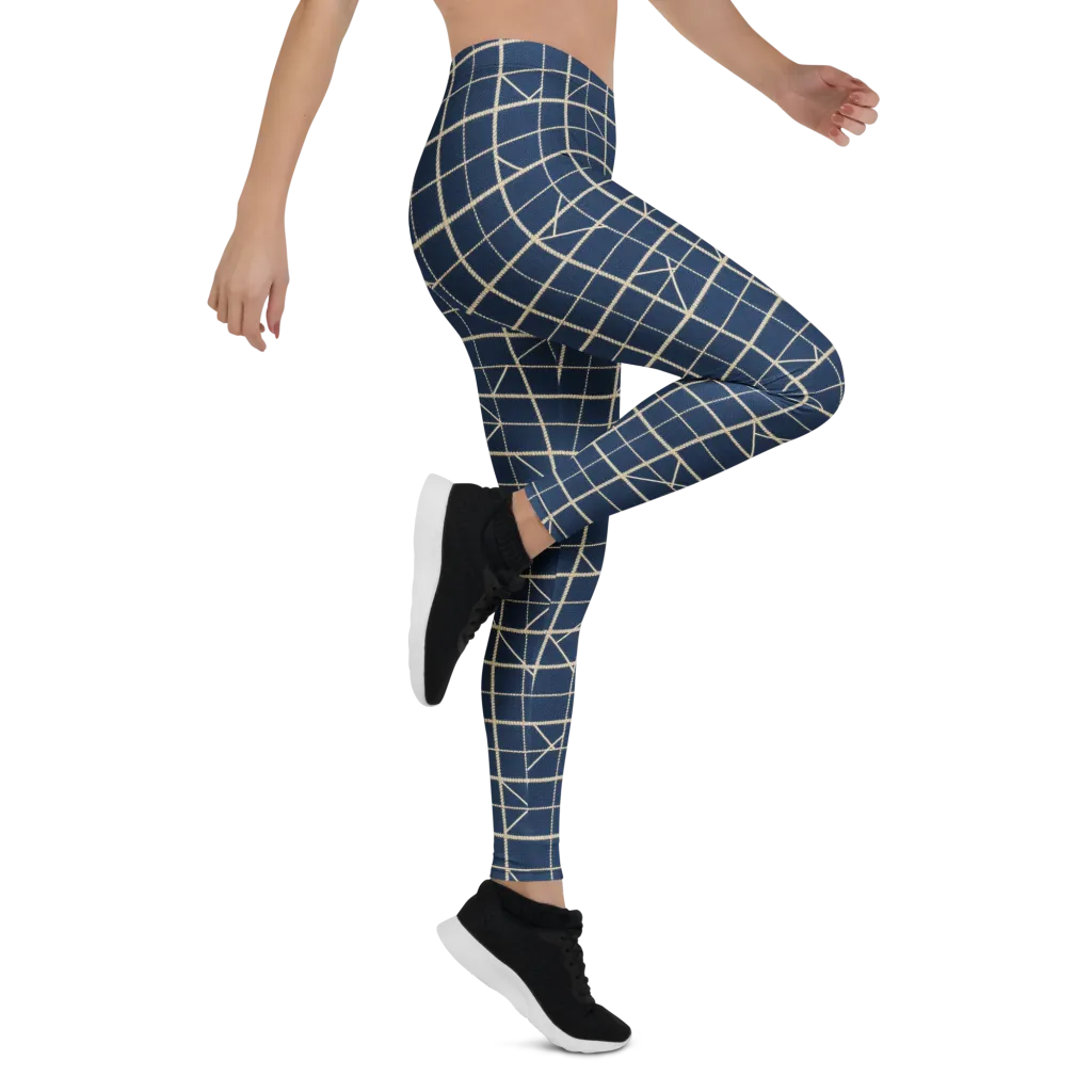 Indigo Lattice on Leggings — Right
