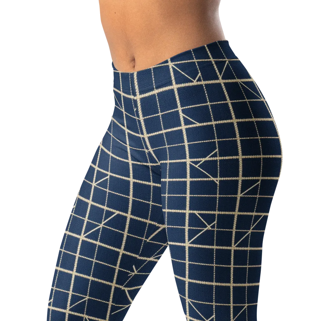 Indigo Lattice on Leggings — Left Front