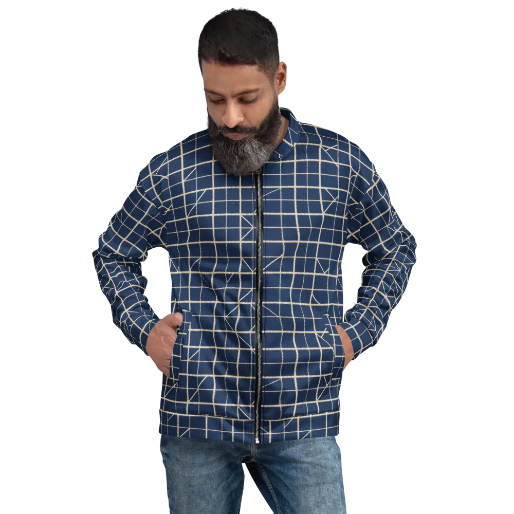 Indigo Lattice on Bomber Jacket — Front