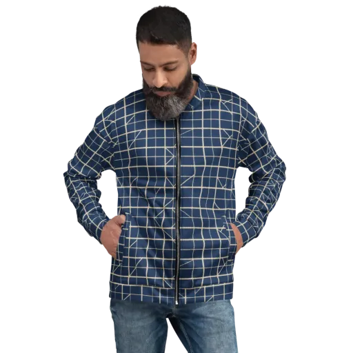 Indigo Lattice on a Bomber Jacket