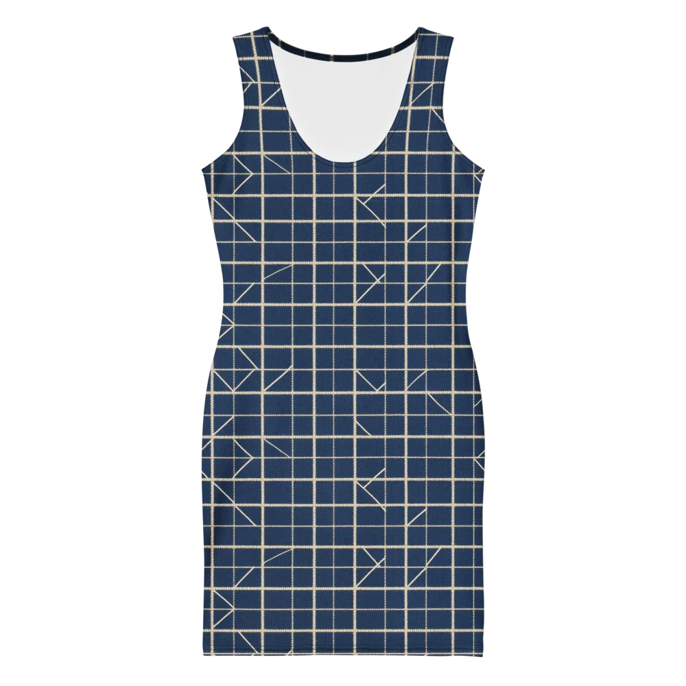 Indigo Lattice on Bodycon Dress — Front