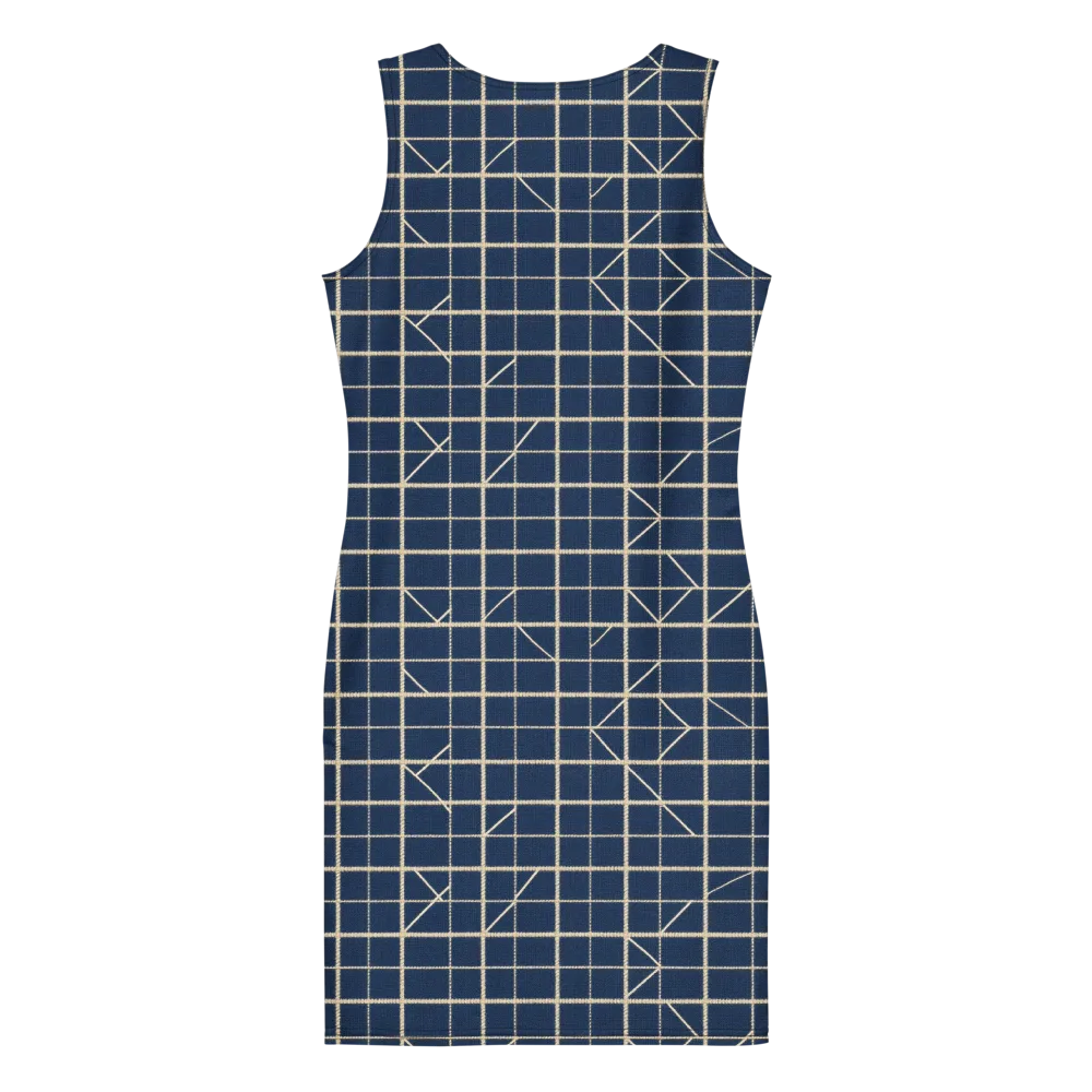 Indigo Lattice on Bodycon Dress — Back