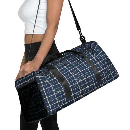 Indigo Lattice on a Duffle Bag